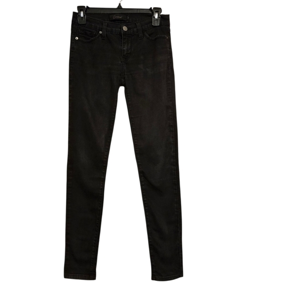 Eunina Juniors' Size 3 w26 Black Denim Skinny Leg Jeans Lo Rise Made in USA - Picture 1 of 16